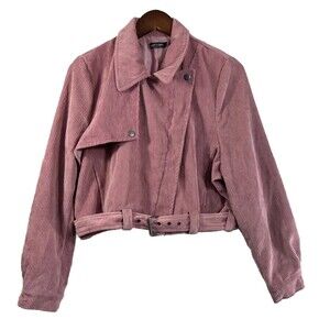 Nasty Girl Corduroy Moto Jacket w Asymmetric Zip Size M